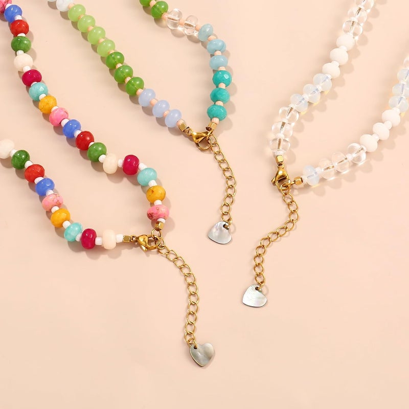Badu Gemstone Beaded Necklace for Women Colorful Natural Stone Freshwater Pearl Surfer Beach Rainbow Necklace Jewelry Gift - Image 5